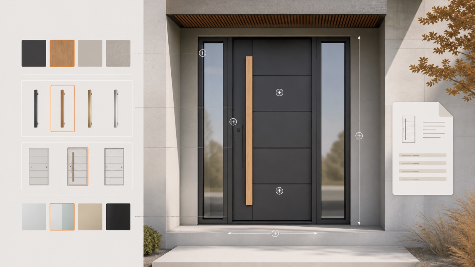 Vue 3D d’un produit configurable (porte) pour illustrer Royaume-Uni : logiciel de configurateur 3D sur mesure et déploiement.
