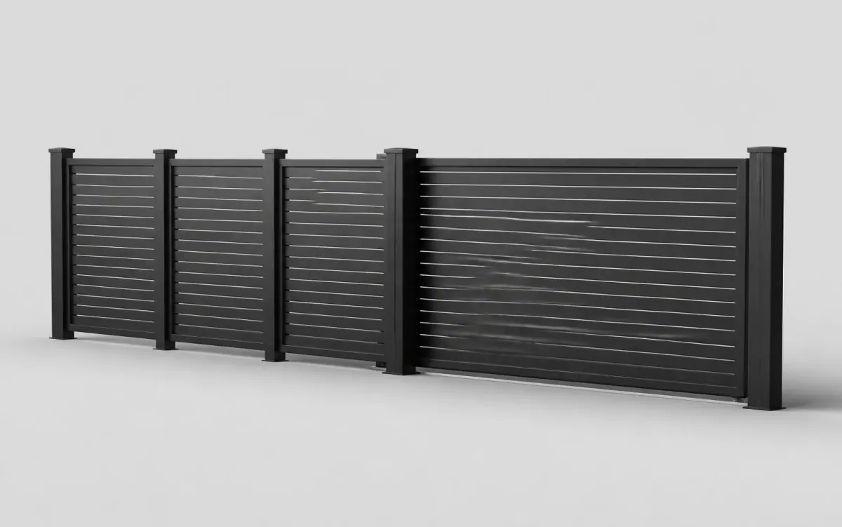 Rendu de panneaux horizontaux anthracite et portail coulissant assorti