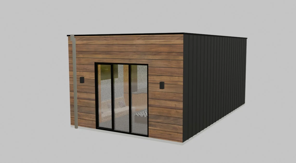 Vue 3D d’un produit configurable (bâtiment modulaire) pour illustrer Canada : logiciel de configurateur 3D sur mesure et déploiement.